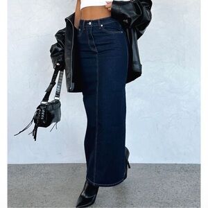 White Fox Women’s Never Lose Denim Maxi Skirt Indigo Size M